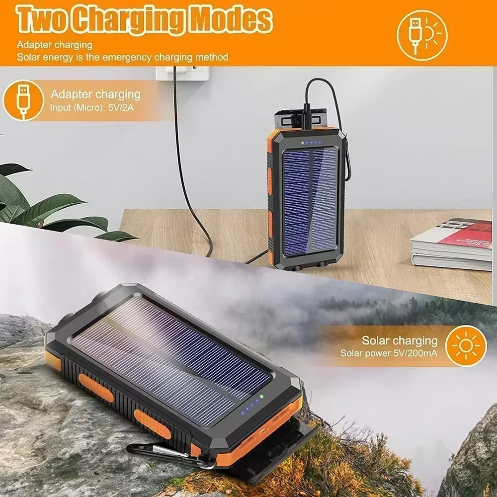 50000Mah Solar Power Bank Portable Charging Poverbank External Battery Charger Strong Light LDE Light for Iphone Samsung