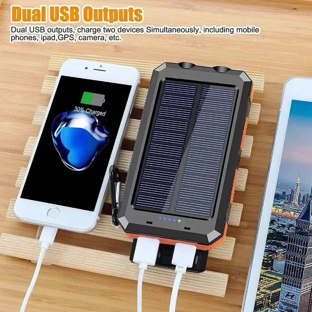 50000Mah Solar Power Bank Portable Charging Poverbank External Battery Charger Strong Light LDE Light for Iphone Samsung