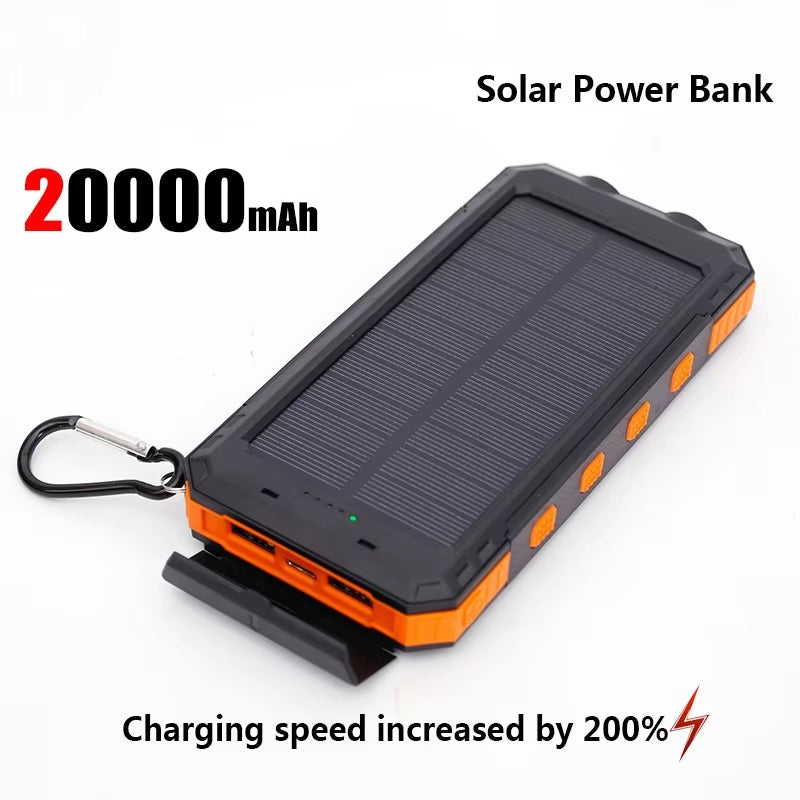 50000Mah Solar Power Bank Portable Charging Poverbank External Battery Charger Strong Light LDE Light for Iphone Samsung