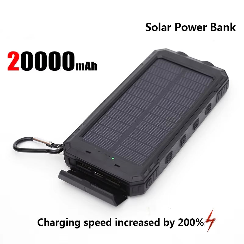 50000Mah Solar Power Bank Portable Charging Poverbank External Battery Charger Strong Light LDE Light for Iphone Samsung