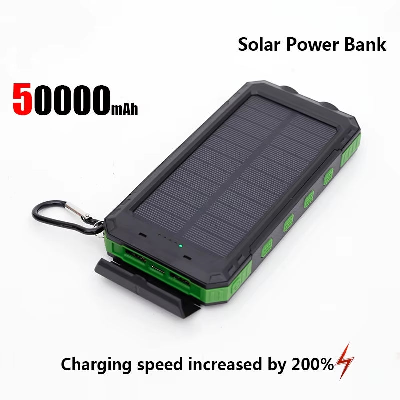 50000Mah Solar Power Bank Portable Charging Poverbank External Battery Charger Strong Light LDE Light for Iphone Samsung