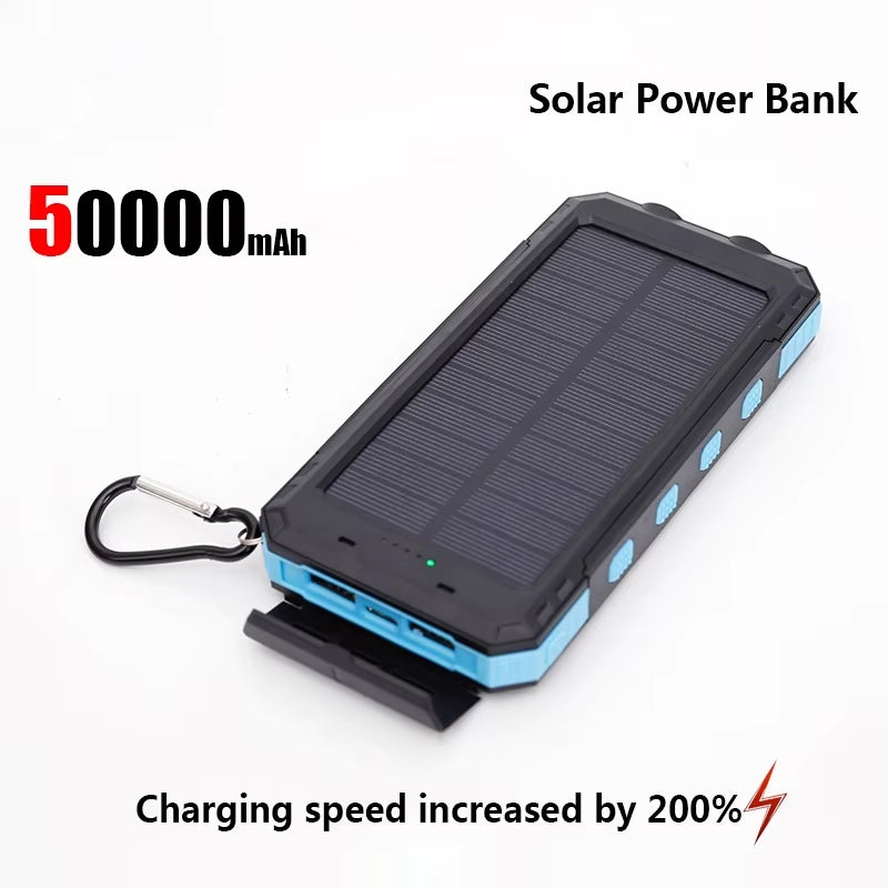 50000Mah Solar Power Bank Portable Charging Poverbank External Battery Charger Strong Light LDE Light for Iphone Samsung