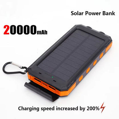 50000Mah Solar Power Bank Portable Charging Poverbank External Battery Charger Strong Light LDE Light for Iphone Samsung